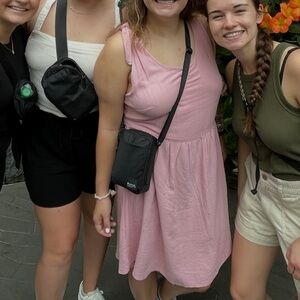 Pink Sleeveless Dress adjustable tie straps